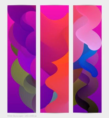 Üç boyutlu sıvı dalgalı şekil. Parlak bulutlu fütüristik arka plan. Soyut müzik dalgalarında canlı gradyan akışı. Dinamik sıvı doku. Moda pankartı tasarımı için yaratıcı vektör şablonu.