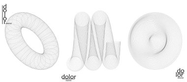Soyut vektör nesnesi ayarlandı. Geometrik tel çerçeve şeklinin moleküler yapı yapısı. Teknoloji bilgisayar bilimi tasarım elementi. Üç boyutlu dijital modelleme. Optik sanat arkaplanı.