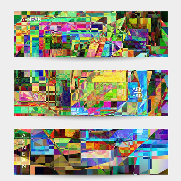 템플릿 깨어진 왜곡반짝이는 기하학적 패턴의 매트릭스 디지털 컴퓨터 마케팅 백그라운드 — 스톡 벡터