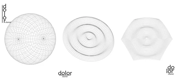 Abstracte Vectorobject Verzameling Moleculair Rooster Textuur Van Geometrische Draad Frame — Stockvector