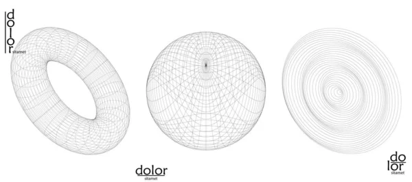 Set Astratto Oggetti Vettoriali Struttura Molecolare Della Griglia Forma Geometrica — Vettoriale Stock