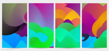 Üç boyutlu sıvı dalgalı şekil. Parlak bulutlu fütüristik arka plan. Soyut müzik dalgalarında canlı gradyan akışı. Dinamik sıvı doku. Moda post tasarımı için yaratıcı vektör şablonu.