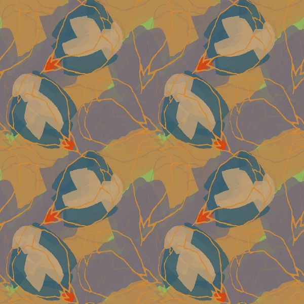 Абстрактный Нарисованный Вручную Векторный Бесшовный Узор Цветочные Мотивы Грубая Текстура — стоковый вектор