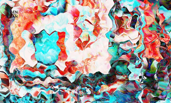 Абстрактная Цифровая Рамка Художественной Векторной Текстуры Разноцветный Волнистый Узор Перекрывающий — стоковый вектор
