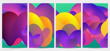 Üç boyutlu sıvı dalgalı şekil. Parlak bulutlu fütüristik arka plan. Soyut müzik dalgalarında canlı gradyan akışı. Dinamik sıvı doku. Moda post tasarımı için yaratıcı vektör şablonu.