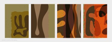 Matisse organik grange desenli. Doğal çiçek motifli soyut çağdaş uçucu şablonu. Asgari orta yüzyıl sanat geçmişi. Düz toprak renklerinde sanatsal botanik elementler.