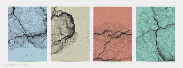 Çok ince bir ağ şekli. Soyut 3D bilgisayar modelleme bilim geometrisi. Gelişigüzel parçacıklarla etkileşen fütüristik ses dalgası. Düz dünyevi arkaplanda büyüyen küf dokusu.