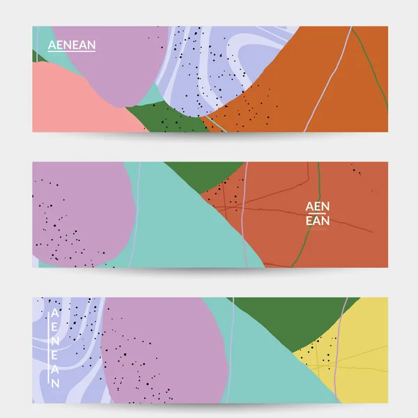 Абстрактный Векторный Дизайн Баннера Волнистыми Разноцветными Формами Натуральных Цветах Ручная — стоковый вектор