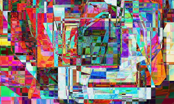 摘要矢量墙纸 生气勃勃的小彩色重叠正方形 复古电视测试故障影响数字艺术 Pixel不均匀几何图案 Web数据网络空间计算机过滤纹理 — 图库矢量图片