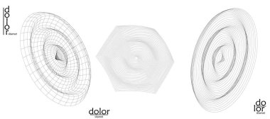 Soyut vektör nesnesi ayarlandı. Geometrik tel çerçeve şeklinin moleküler yapı yapısı. Teknoloji bilgisayar bilimi tasarım elementi. Üç boyutlu dijital modelleme. Optik sanat arkaplanı.