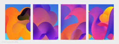 Üç boyutlu sıvı dalgalı şekil. Parlak bulutlu fütüristik arka plan. Soyut müzik dalgalarında canlı gradyan akışı. Dinamik sıvı doku. Moda uçucu tasarımı için yaratıcı vektör şablonu.