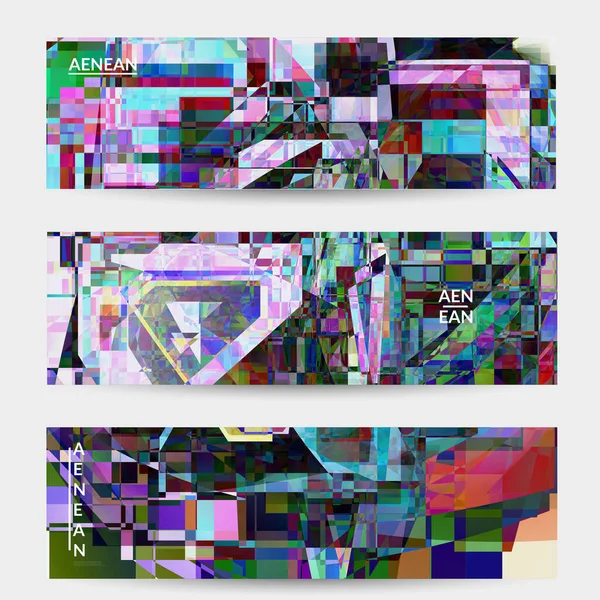 Abstraktní Vektorový Banner Šablony Malý Zlomený Pixel Deformace Chyba Umění — Stockový vektor