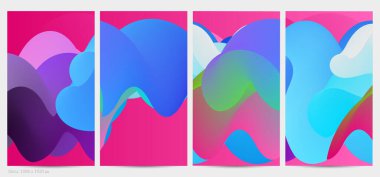 Üç boyutlu sıvı dalgalı şekil. Parlak bulutlu fütüristik arka plan. Soyut müzik dalgalarında canlı gradyan akışı. Dinamik sıvı doku. Moda post tasarımı için yaratıcı vektör şablonu.