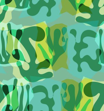 Organik Matisse şekillerinin kusursuz desenleri. Doğal toprak renkleri. Çiçekli sualtı yaşamı. Soyut deniz yosunu kamuflaj arka planı. Moda dalgalı geometri. Rastgele katmanlanmış el çizimi sanat.