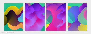 Üç boyutlu sıvı dalgalı şekil. Parlak bulutlu fütüristik arka plan. Soyut müzik dalgalarında canlı gradyan akışı. Dinamik sıvı doku. Moda uçucu tasarımı için yaratıcı vektör şablonu.