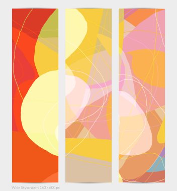 Asgari moda tarzında bir grup vektör soyut yaratıcı arka plan. Sosyal medya için modern şablonlar. Eğlenceli karalama şekli. Soyut geometrik şekilleri ve renkleri olan sanat manzarası.