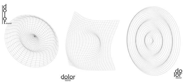 Abstrakter Vektorobjektsatz Molekulare Gitterstruktur Der Geometrischen Drahtrahmenform Technologie Informatik Design — Stockvektor