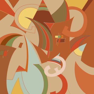 Sanatsal soyut vektör. Duvar yazısı tarzında süslü kıvrımlı posterler. Kübizm sanat tasarım elementleri. Modern mistik doğal ruhani fikir. El çiziminde gelecekçi geometri.