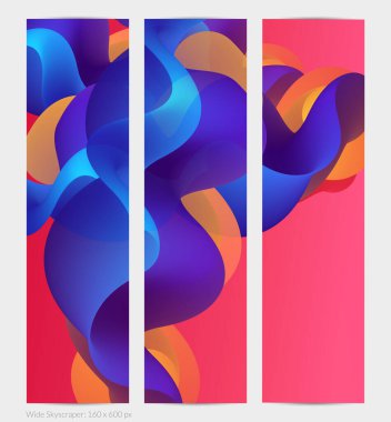 Üç boyutlu sıvı dalgalı şekil. Parlak bulutlu fütüristik arka plan. Soyut müzik dalgalarında canlı gradyan akışı. Dinamik sıvı doku. Moda pankartı tasarımı için yaratıcı vektör şablonu.