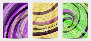 Fütürist çok renkli tel çerçeve geometrik şekilli soyut vektör uçuş şablonu. Üç boyutlu dijital bilim modeli konsepti. Web teknolojisi kapak tasarımı. Dalgalı çizgiler ve ızgara dokusu.