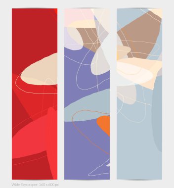 Asgari moda tarzında bir grup vektör soyut yaratıcı arka plan. Sosyal medya için modern şablonlar. Eğlenceli karalama şekli. Soyut geometrik şekilleri ve renkleri olan sanat manzarası.