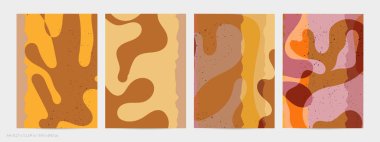 Matisse organik grange desenli. Doğal çiçek motifli soyut çağdaş uçucu şablonu. Asgari orta yüzyıl sanat geçmişi. Düz toprak renklerinde sanatsal botanik elementler.