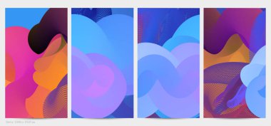 Üç boyutlu sıvı dalgalı şekil. Parlak bulutlu fütüristik arka plan. Soyut müzik dalgalarında canlı gradyan akışı. Dinamik sıvı doku. Moda post tasarımı için yaratıcı vektör şablonu.