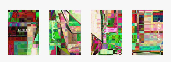 Modelo Folheto Vetorial Abstrato Pequena Arte Falha Distorção Pixel Quebrado — Vetor de Stock