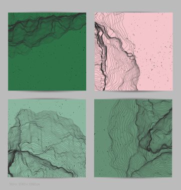 Çok ince bir ağ şekli. Soyut 3D bilgisayar modelleme bilim geometrisi. Gelişigüzel parçacıklarla etkileşen fütüristik ses dalgası. Düz dünyevi arkaplanda büyüyen küf dokusu.