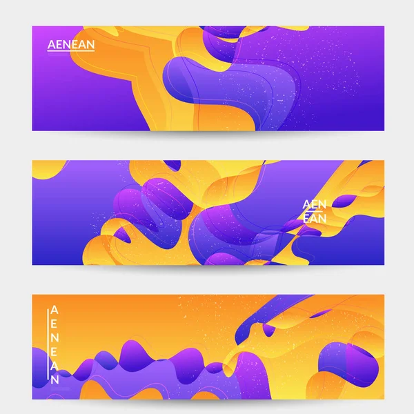 Abstract Vector Banner Template Bright Gradient Wavy Organic Overlapping Shapes — Stock Vector