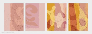 Matisse organik grange desenli. Doğal çiçek motifli soyut çağdaş uçucu şablonu. Asgari orta yüzyıl sanat geçmişi. Düz toprak renklerinde sanatsal botanik elementler.