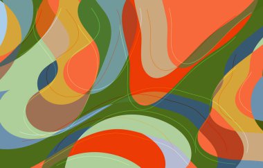 Soyut vektör duvar kağıdı, dalgalı şekilli sanat terrazzo deseni ve doğal renklerde çizgiler. Moda sezonluk reklam pazarlama teknolojileri için minimum modern şablon..