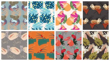 Elle çizilmiş karalamalarla oluşturulmuş soyut, pürüzsüz desen. İşaretli boya ile yapılmış parlak renkli karalamalar. Pürüzlü mürekkep damlaları ve çiçek bahçesi motifi. Sanatsal duvar kağıdı tasarım kiti.