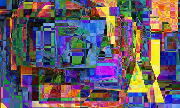摘要矢量墙纸 生气勃勃的小彩色重叠正方形 复古电视测试故障影响数字艺术 Pixel不均匀几何图案 Web数据网络空间计算机过滤纹理 — 图库矢量图片