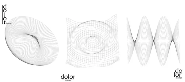 Set Astratto Oggetti Vettoriali Struttura Molecolare Della Griglia Forma Geometrica — Vettoriale Stock