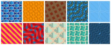 Geometrik 3 boyutlu döşeme dokusunun gerçekçi gölgesi. Kusursuz desenler koleksiyonu. Geçmişe dönük arka planlar ve duvar kağıtları.