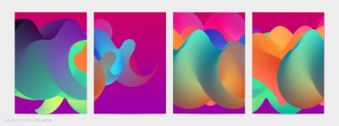 Üç boyutlu sıvı dalgalı şekil. Parlak bulutlu fütüristik arka plan. Soyut müzik dalgalarında canlı gradyan akışı. Dinamik sıvı doku. Moda uçucu tasarımı için yaratıcı vektör şablonu.