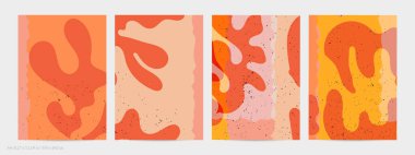 Matisse organik grange desenli. Doğal çiçek motifli soyut çağdaş uçucu şablonu. Asgari orta yüzyıl sanat geçmişi. Düz toprak renklerinde sanatsal botanik elementler.