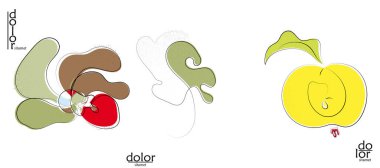 Soyut el çizimi vektör sanatsal logo seti beyaza izole edildi. Çizgi sanatsal çizim ve doku. Retro düz renkler organik doğal Eko gıda tasarımı. Organik sağlıklı vejetaryen karalaması..