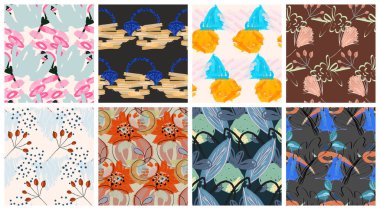 Elle çizilmiş karalamalarla oluşturulmuş soyut, pürüzsüz desen. İşaretli boya ile yapılmış parlak renkli karalamalar. Pürüzlü mürekkep damlaları ve çiçek bahçesi motifi. Sanatsal duvar kağıdı tasarım kiti.