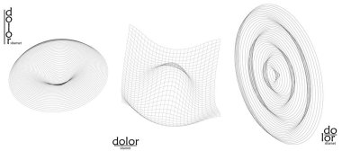 Soyut vektör nesnesi ayarlandı. Geometrik tel çerçeve şeklinin moleküler yapı yapısı. Teknoloji bilgisayar bilimi tasarım elementi. Üç boyutlu dijital modelleme. Optik sanat arkaplanı.