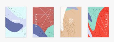 Sosyal medya arka plan şablonu. Elle çizilmiş organik doğal karışımlı şekiller. Dalgalı çizgiler egzotik tropikal tasarım yaratır. Pazarlama teknolojisi için vektör illüstrasyon. Modern çağdaş biçim.