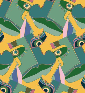 Grafiti duvar stili süslü eğri şekilli soyut, pürüzsüz vektör arkaplanı. Kübizm sanat tasarım elementleri. Modern mistik doğal ruhani fikir. El çiziminde gelecekçi geometri.