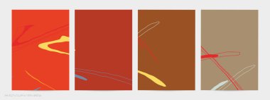 Asgari moda tarzında bir grup vektör soyut yaratıcı arka plan. Sosyal medya için modern şablonlar. Eğlenceli karalama şekli. Soyut geometrik şekilleri ve renkleri olan sanat manzarası.