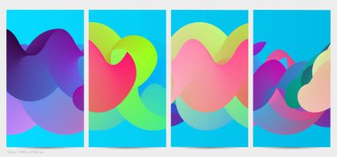 Üç boyutlu sıvı dalgalı şekil. Parlak bulutlu fütüristik arka plan. Soyut müzik dalgalarında canlı gradyan akışı. Dinamik sıvı doku. Moda post tasarımı için yaratıcı vektör şablonu.