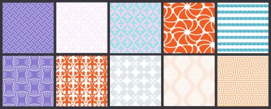 Basit geometrik dokular. Kusursuz geometrik minimalist desenlerin toplanması. Arka planlar ve duvar kağıtları. Tekstil süsü. Düzgünce gruplandırılmış ve katmanlanmış sürükleme ve kumaş paletine bırak.