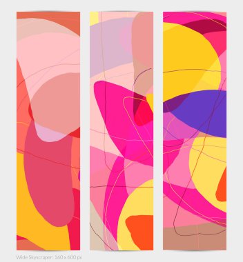 Asgari moda tarzında bir grup vektör soyut yaratıcı arka plan. Sosyal medya için modern şablonlar. Eğlenceli karalama şekli. Soyut geometrik şekilleri ve renkleri olan sanat manzarası.
