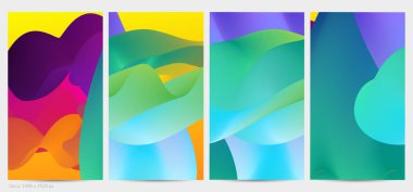 Üç boyutlu sıvı dalgalı şekil. Parlak bulutlu fütüristik arka plan. Soyut müzik dalgalarında canlı gradyan akışı. Dinamik sıvı doku. Moda post tasarımı için yaratıcı vektör şablonu.