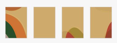 Soyut vektör davetiye şablonu, dalgalı geometrik soyut şekilli sanat terrazzo deseni ve yeryüzündeki doğal organik renkte çizgiler. Düğün davetiyesi için minimum modern tasarım..