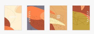 Sosyal medya arka plan şablonu. Elle çizilmiş organik doğal karışımlı şekiller. Dalgalı çizgiler egzotik tropikal tasarım yaratır. Pazarlama teknolojisi için vektör illüstrasyon. Modern çağdaş biçim.